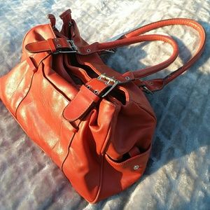 Orange Purse with Buckle Straps