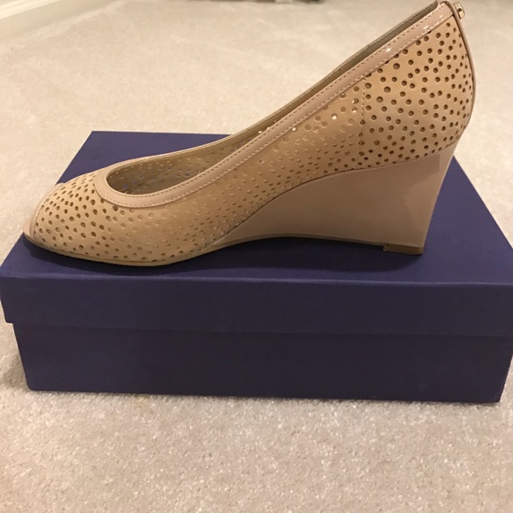 STUART WEITZMAN suede + leather trim wedge sandal - Picture 2 of 3