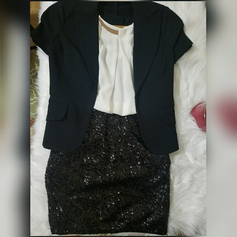 H&M Black sequin mini skirt