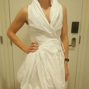 White cotton wrap dress