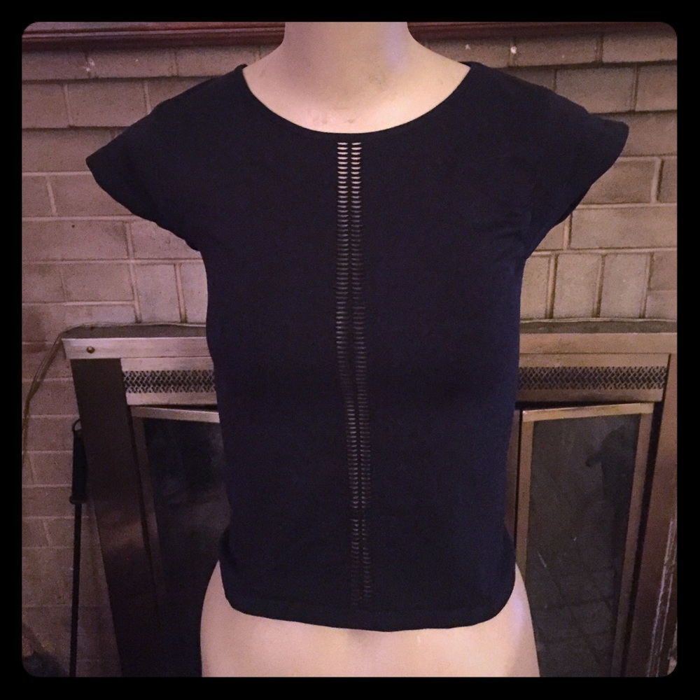 ON HOLD Vintage 90s/y2k black stretch top w/peekaboo shred