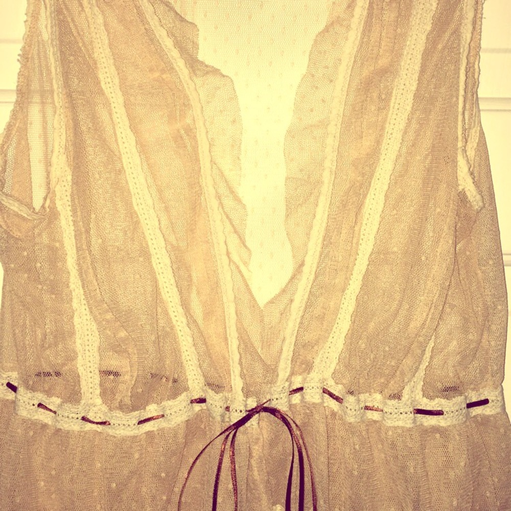 Sheer / lace tie high waisted vest