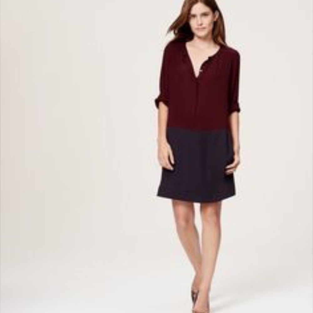 Color block shirt dress