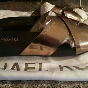 AUTHENTIC  MK  GUNMETAL SANDALS