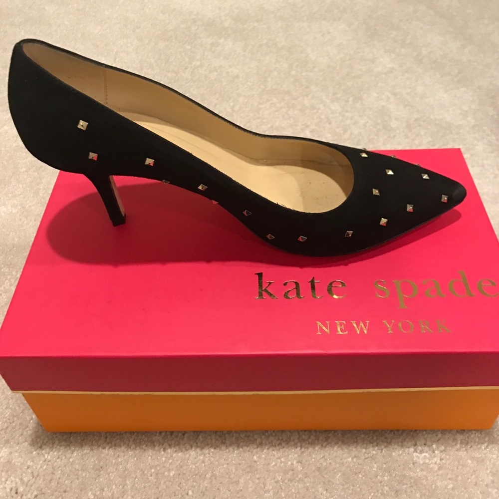 Black suede studded heel (3in)