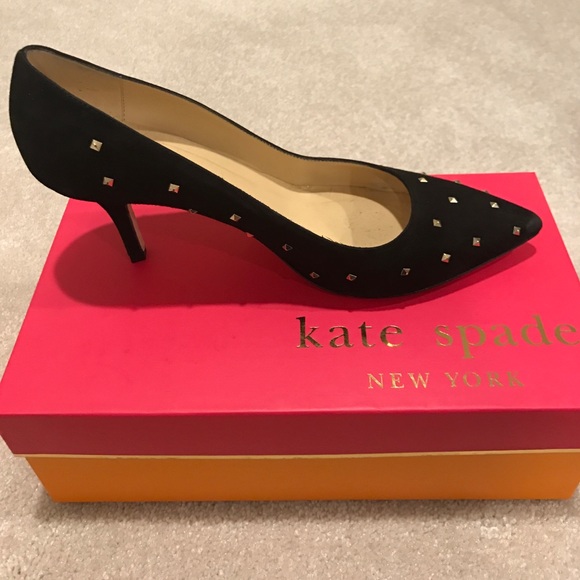 Black suede studded heel (3in) - Picture 1 of 4
