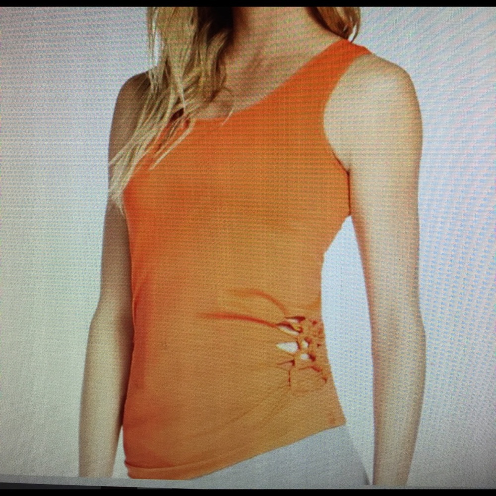 Fabletics Wave seamless tank in orange size small