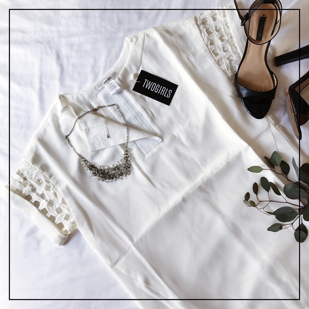 White Cutout Shift Dress - Picture 2 of 8
