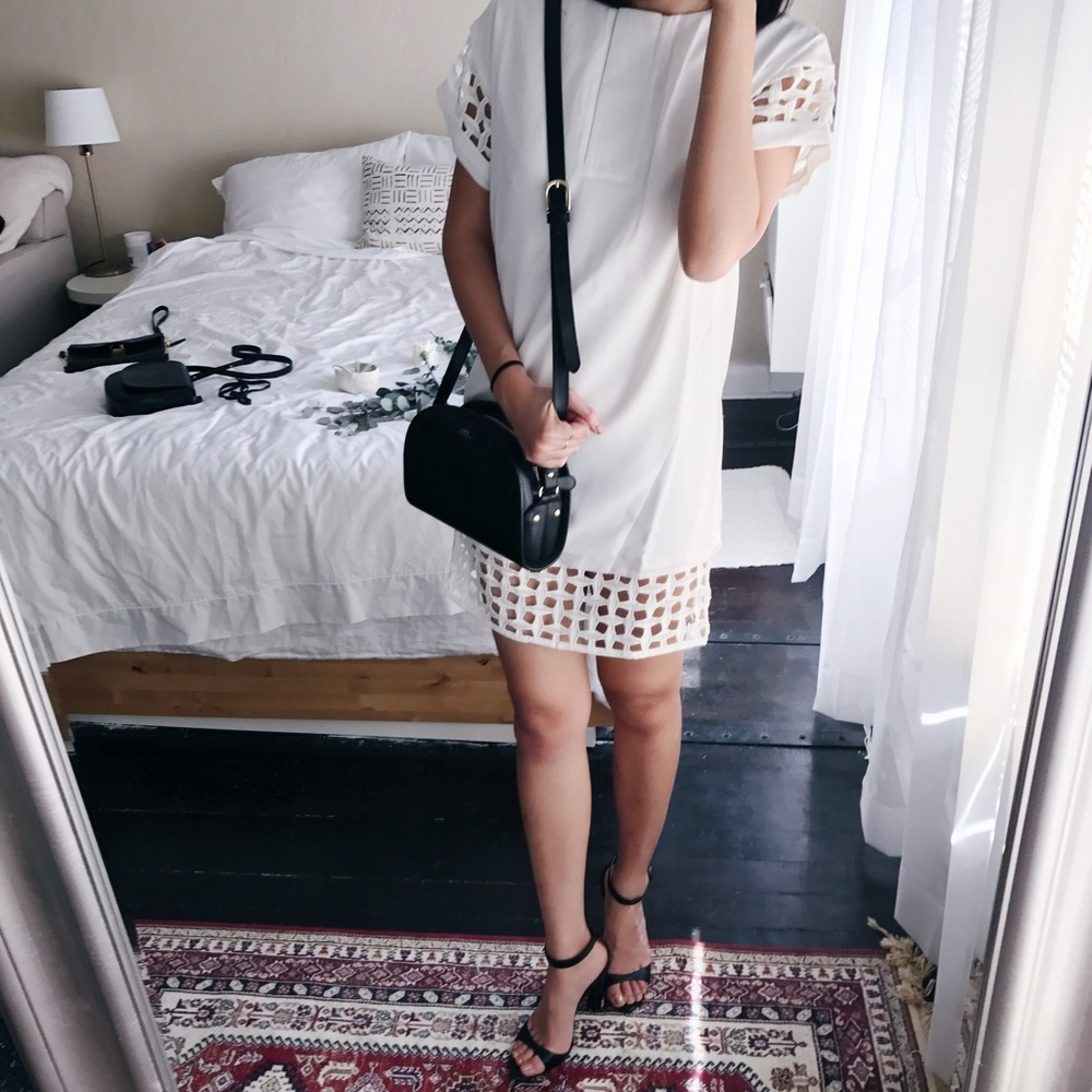 White Cutout Shift Dress - Picture 3 of 8