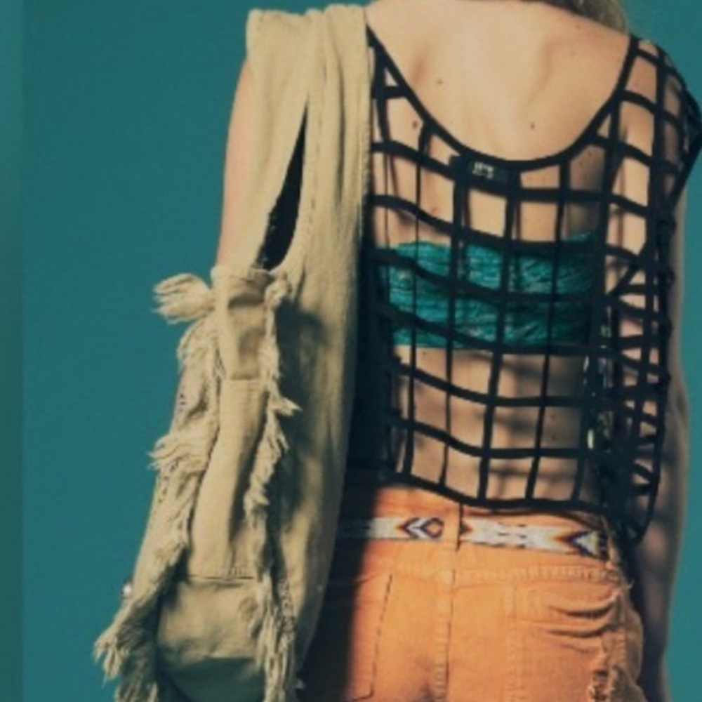 LF Chiffon Flower Cage Top