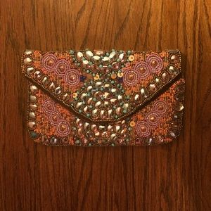 Boho beaded clutch