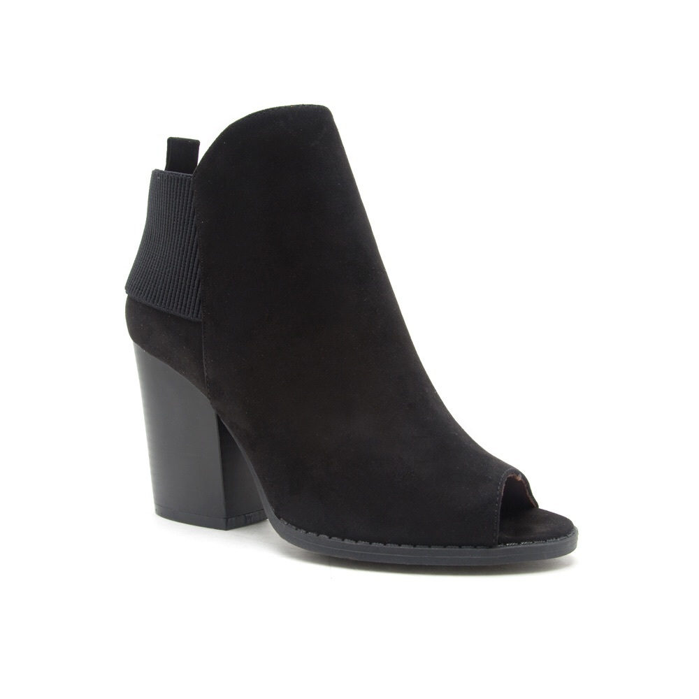 Peep Toe Stacked Heel Bootie