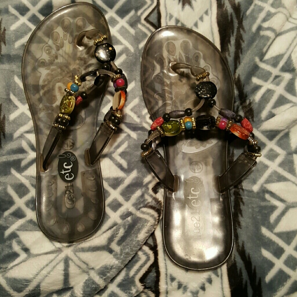 Jelly beaded flip flop sandals
