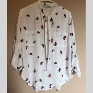 A&F flowy butterfly blouse with neck tie/bow NWOT