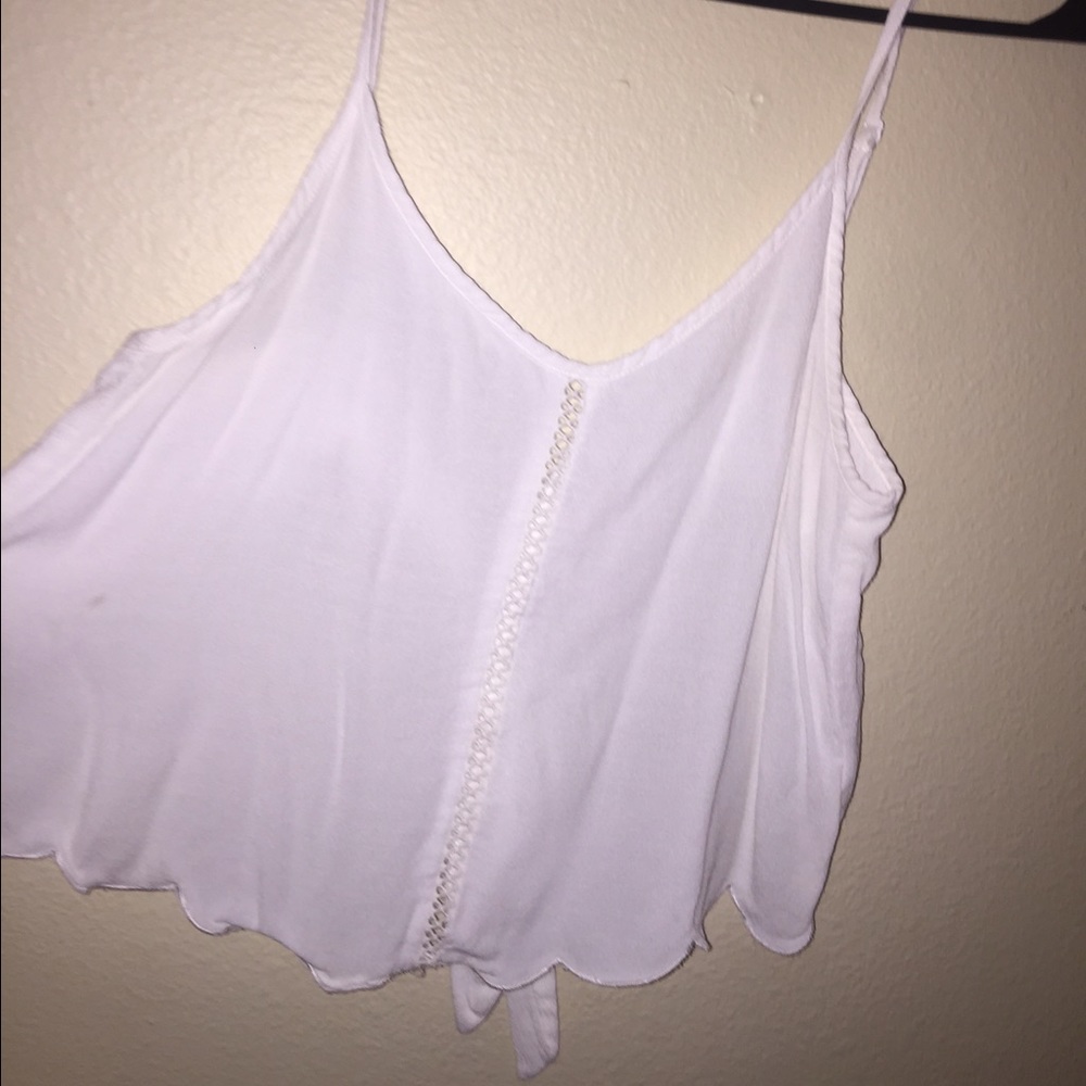 Sexy white flows crop top with open back