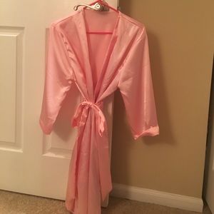 Pink satin robe