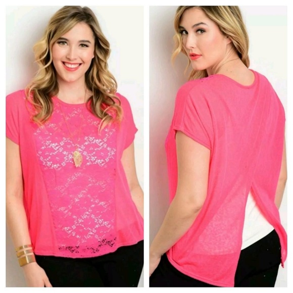 Bluebell Tops - SOLD Bluebell Plus Size 1X 2X Hot Pink Front Top