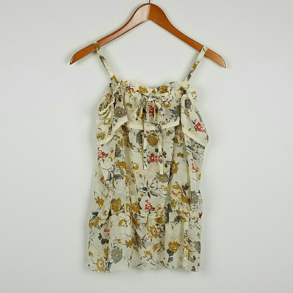 BLUE BIRD BoHo Style Floral Top NWOT