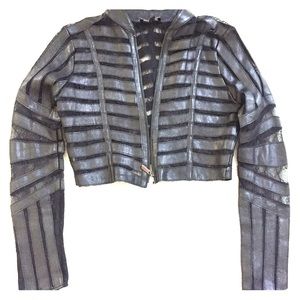 Bebe leather and lace jacket - black