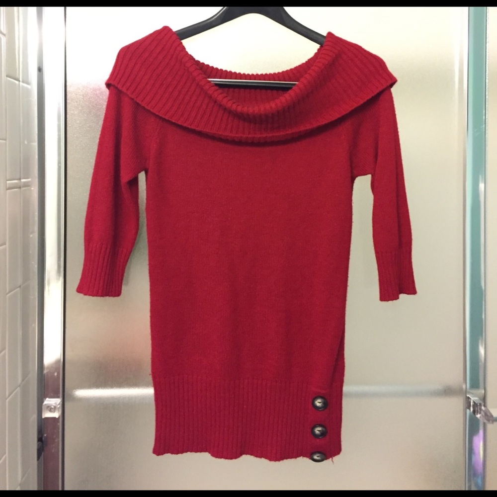 IZ Byer Red Cowl Neck Sweater