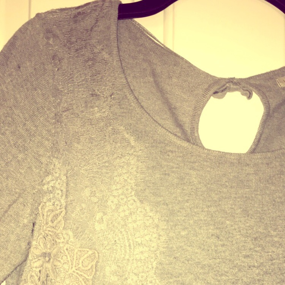 Lauren Conrad Grey Lace Sweater