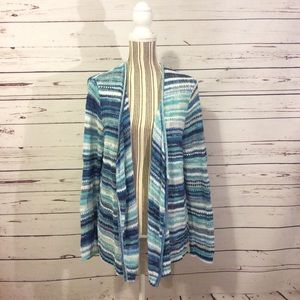 Open knit cardigan nautical blue stripe