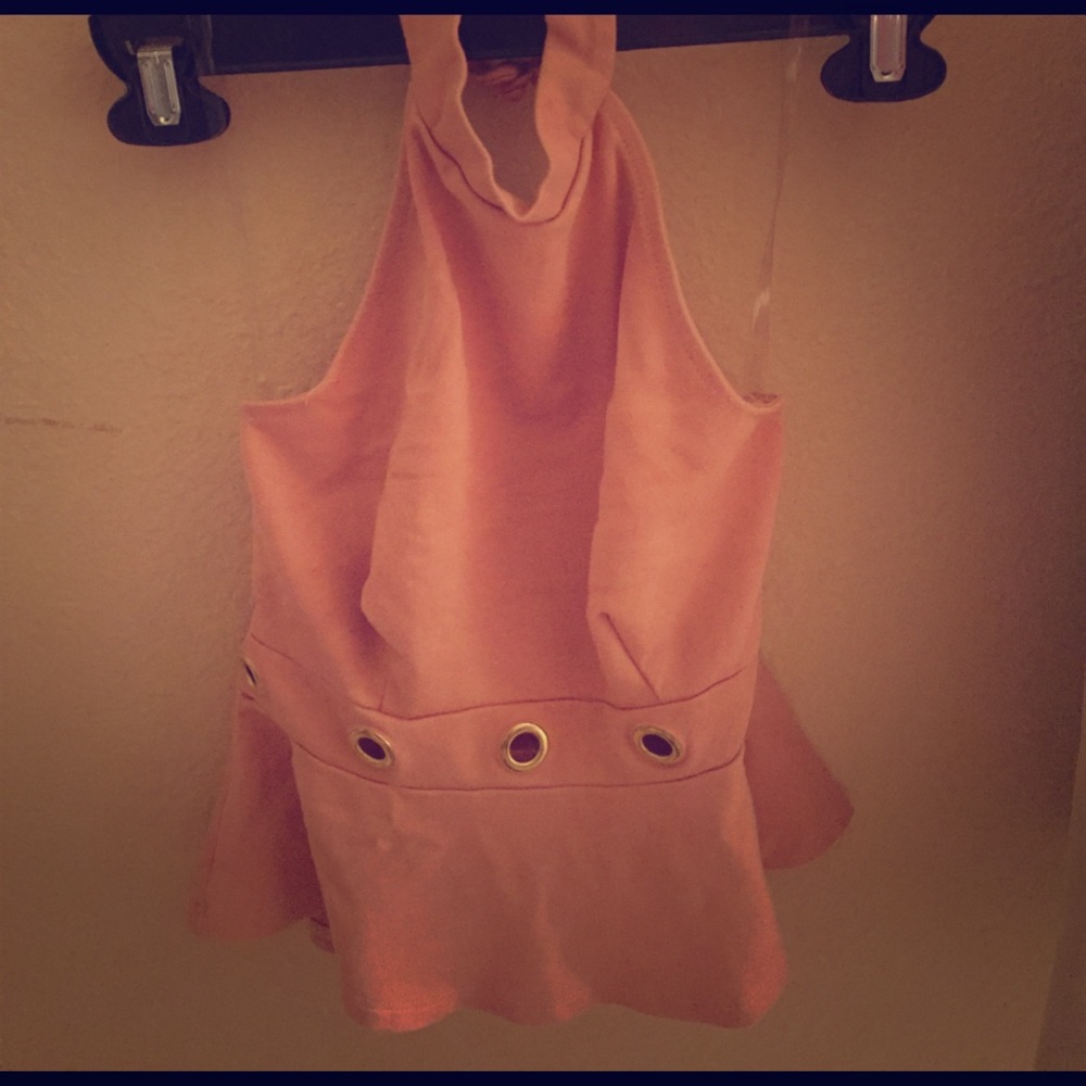 Pink blouse great for summer look- choker style.