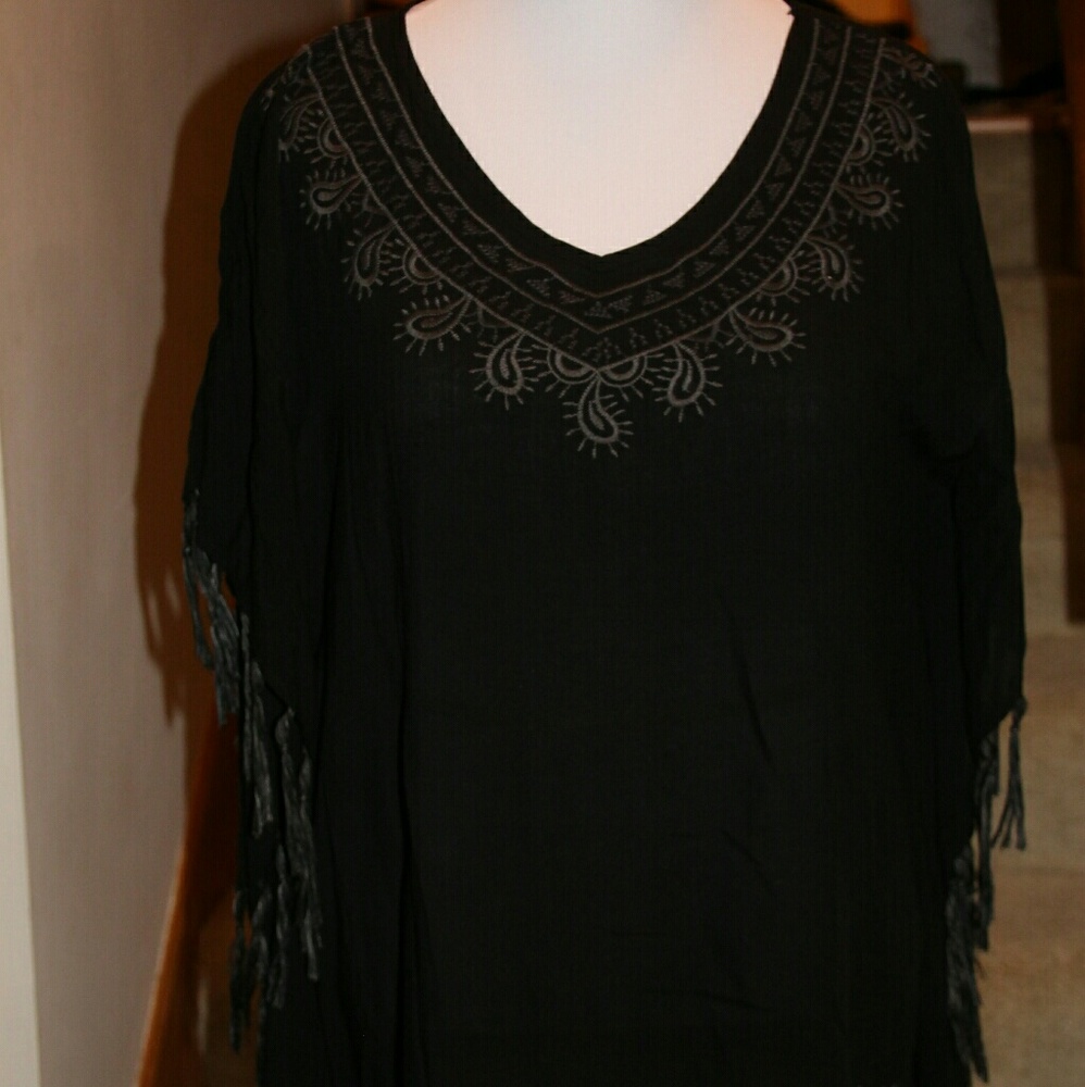 Black Fringed Top
