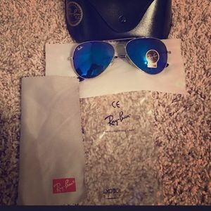 Ray-Ban RB 3025 62m Aviators, FLASH Blue mirrored