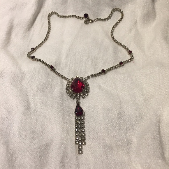 Ruby & White Stone Costume Jewelry - Picture 2 of 4