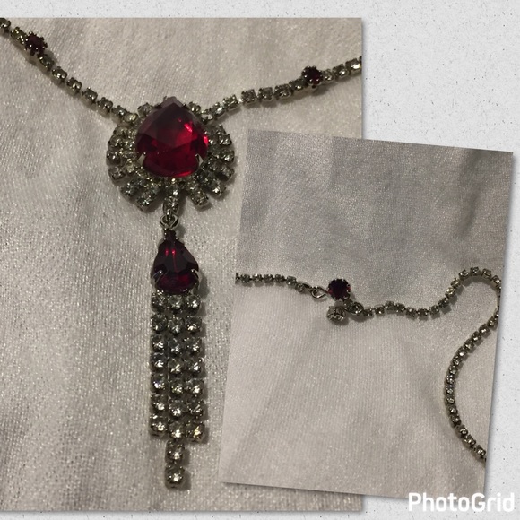 Ruby & White Stone Costume Jewelry - Picture 3 of 4