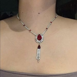 Ruby & White Stone Costume Jewelry