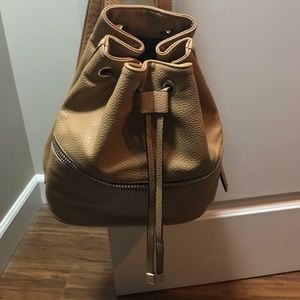 Forever 21 Faux Leather Drawstring Backpack Camel