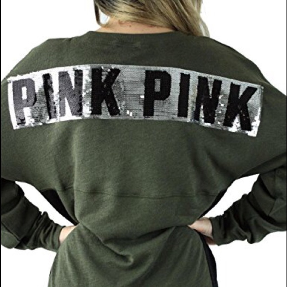 Victoria's Secret Pink Olive Green Sweatshirt