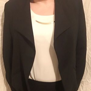 Draped collar lightweight spring black blazer PL