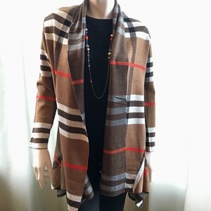 Plaid open drape cardigan