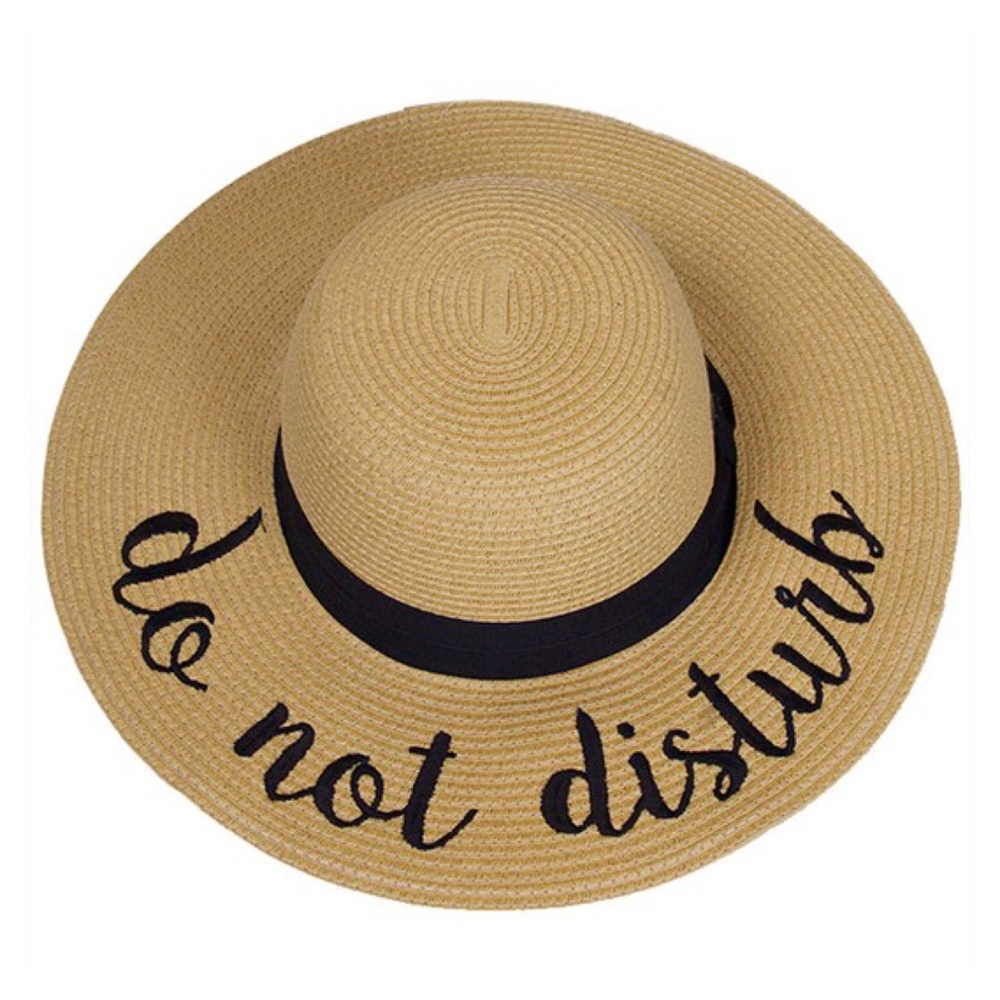 ✨2XHP✨ Premium- Do Not Disturb Wide Brim Straw Hat - Picture 2 of 4