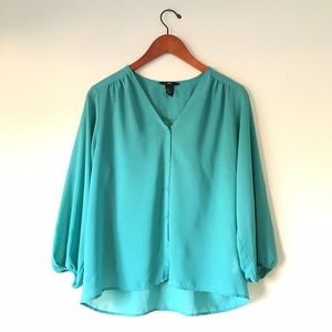 Teal Peasant Top