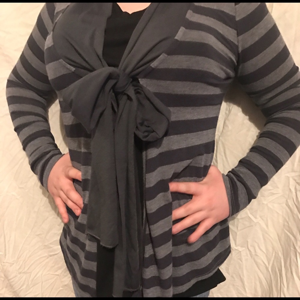 Nautical rockabilly style striped cardigan w/bow