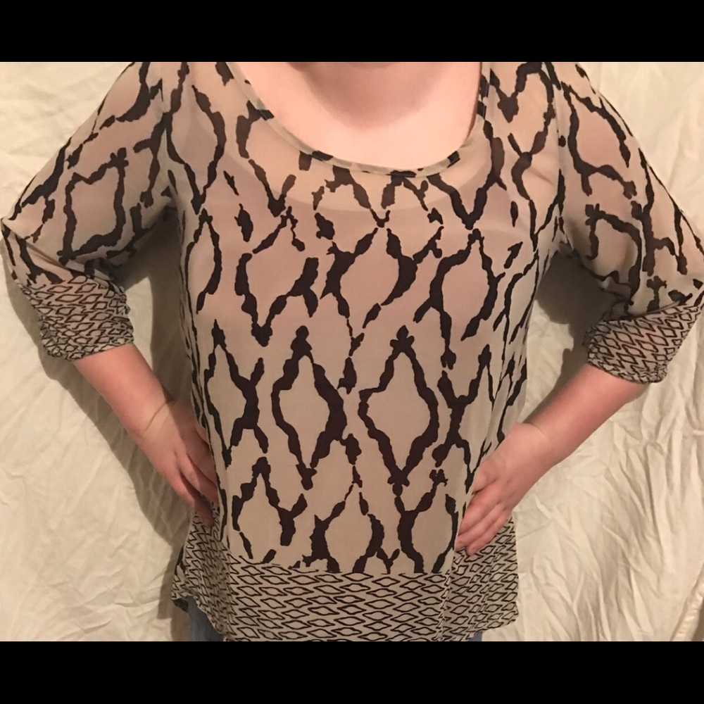 Tribal print high low back cut out top