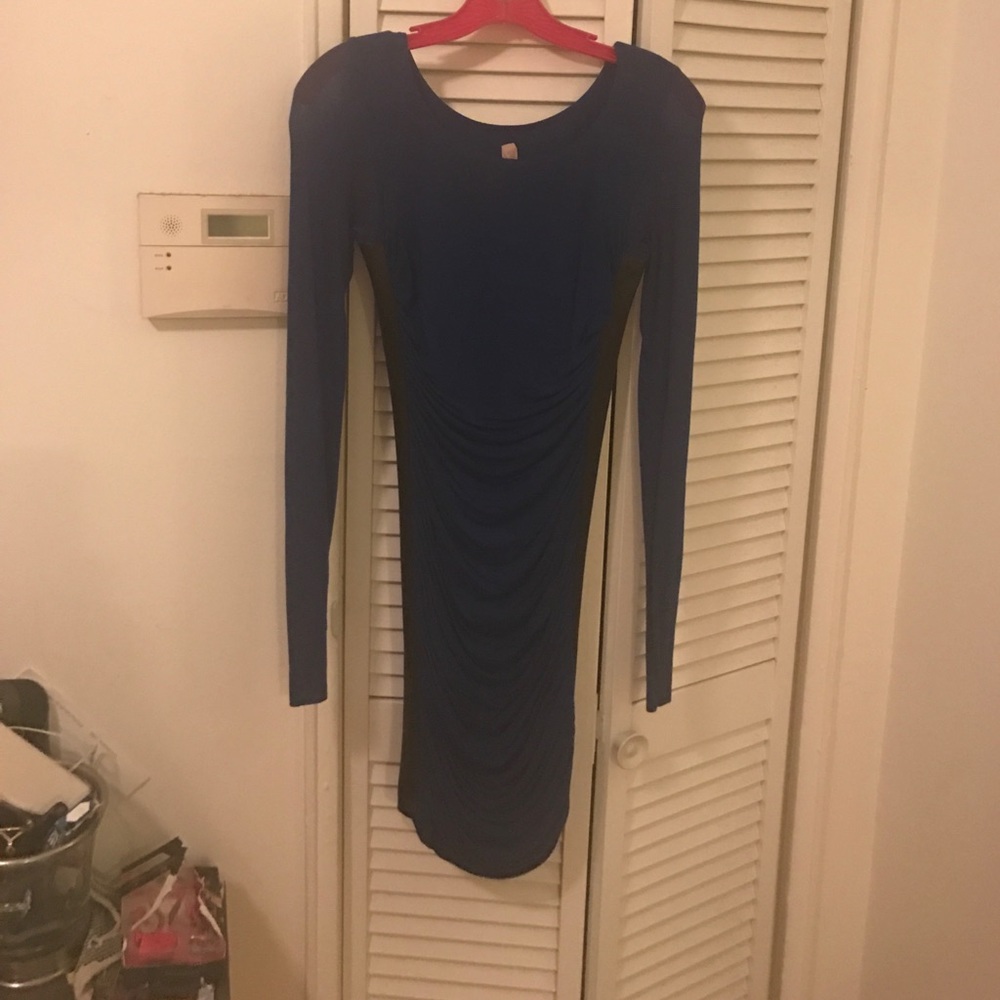 Gorgeous royal blue dress with leather