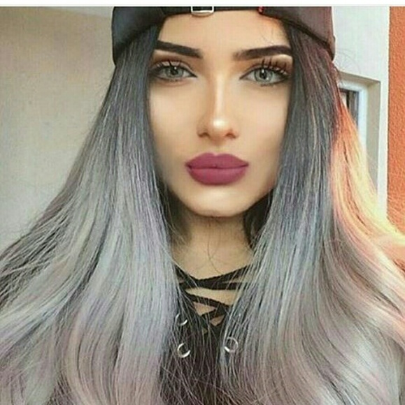 Ombre Black Gray Lacefront Wig