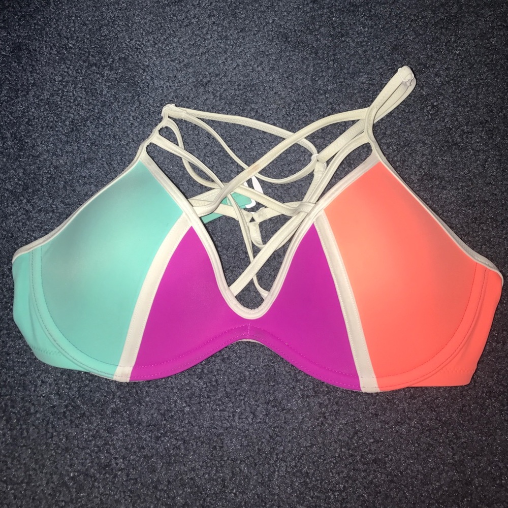 Vs Pink Strappy Front Bikini Top