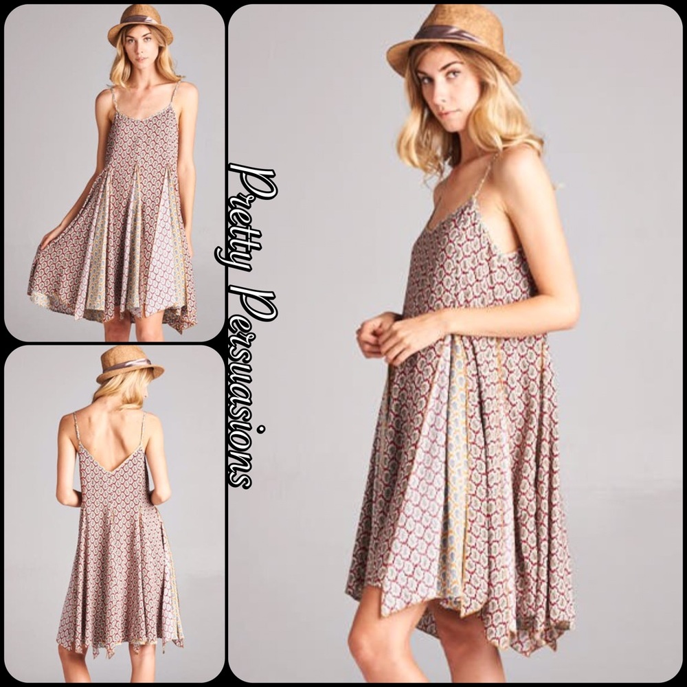 NWT Printed Flowy Festival Slip Dress - Picture 2 of 5