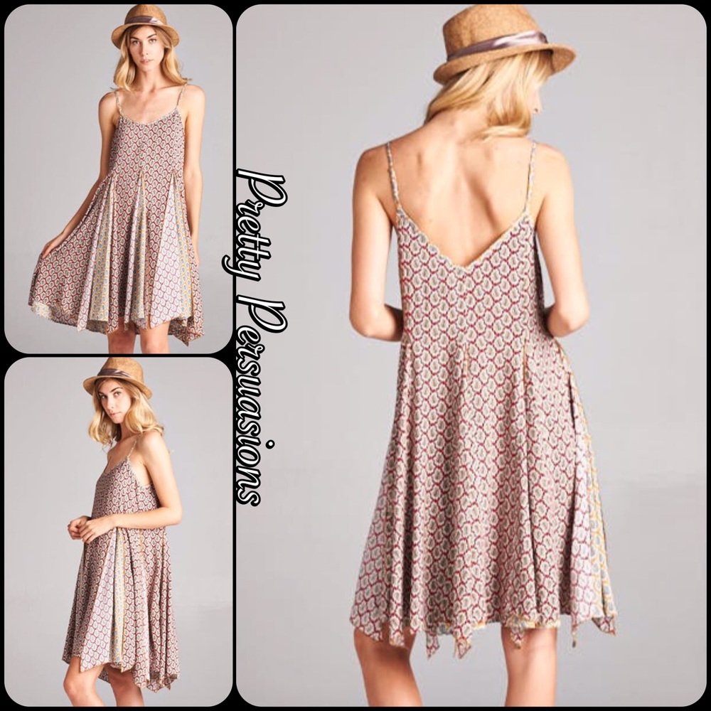 NWT Printed Flowy Festival Slip Dress - Picture 3 of 5