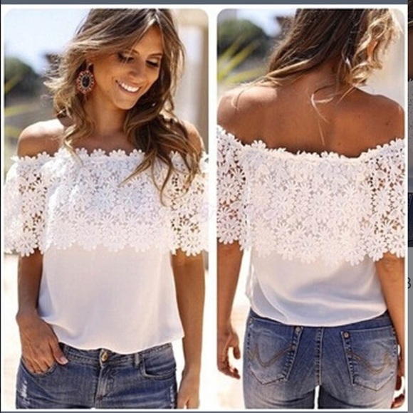 Off Shoulders Lace Top🎀SZ MEDIUM - Picture 2 of 4