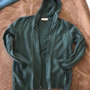 Sonoma Women's Teal Hooded Zipup Sweater