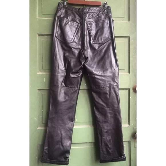 ❌sold❌Black High-waisted Leather Pants - Picture 1 of 3