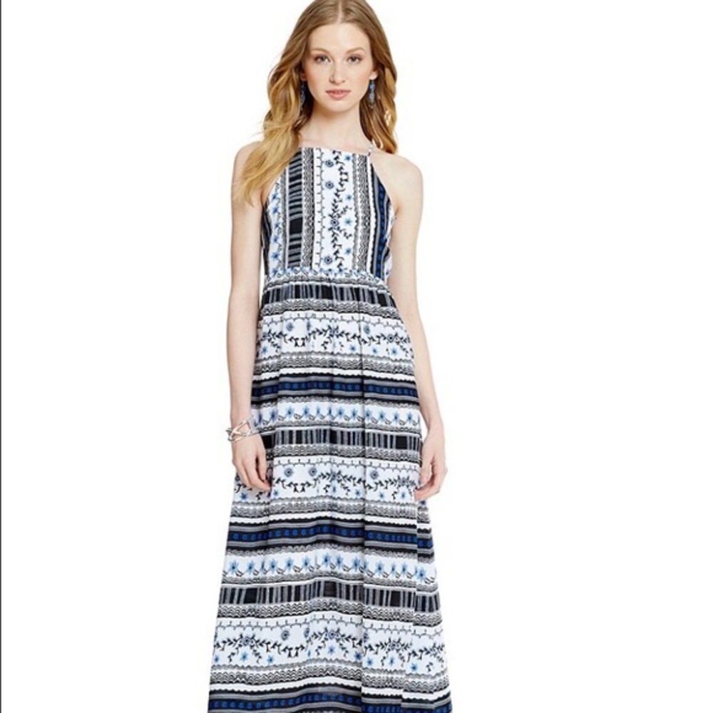 Cece Riviera Stripe Print Maxi dress