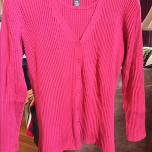 Polyester shell/cardigan set in dark red